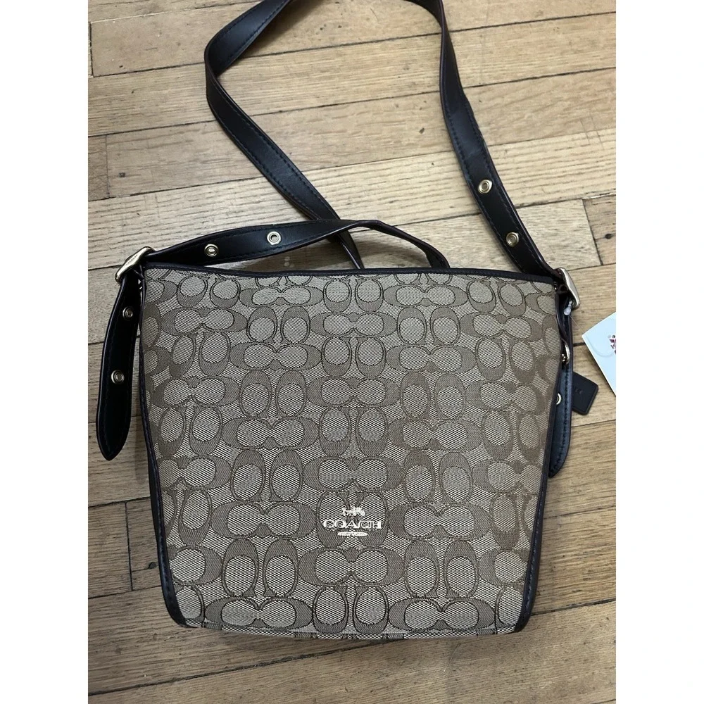 Coach Signature Small Dufflette Crossbody Shoulder Bag, Khaki, Brown, NWT
